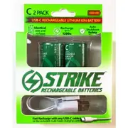 STRIKE 4500MW 1.5V USB-C Rechargable Battery C with Cable - 2 Pack A1907-2C