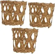 MOLUCKFU 3Pcs Straw Weaving Cup Sleeves Handmade Insulator Covers for Glass Cups Scald Protection for Hot Cold Drinks Home Decor Accessories