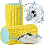 Xurise Pack of 2 Shoe Wash Bags, Reusable Shoe Wash Bag in Washing Machine with 360° Fluff Cleaning, Yellow