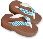 Hajime(一歩) [One Step] [Hajime] Geta Geta Clogs, Soft and Water Resistant, Made of Sponge, XS, Light Brown/Checkered x Sky Blue, Checkered x Sky Blue (Imitsu x Sky Blue/XS), Strawberry × Sky Blue, 18.5 cm