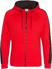 [AWDis] Just Hoods JH066 Unisex Sports Polyester Zoodie - Fire Red/Jet Black - XL