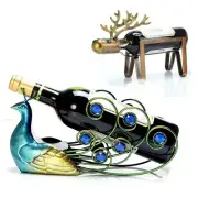Modern Wine Holder Rack Bottle Stand Peacock Shelf Metal Cabinet Ornament Xmas