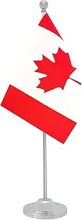 Rotenl Canada Desk Flag, Canadian Table Office Flag with Metal Pole and Stand Base, International Country Flags, Festival Event Celebration, Classroom Meeting Desktop Decor (Canada)