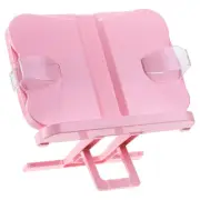 Book Stand for Reading, Plastic Book Holder with Page Clips for Textbook, Pink