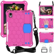 Catzon Hive iPad Case For iPad Mini 6 Durable Stand Cover With Shoulder Strap-RoseBlue