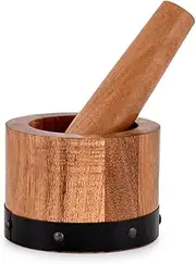 NIRMAN Mortar & Pestles Set for Herbs, for Garlic Press, Coffee Grinder, Herb Spice Masher, Ginger Crusher, Spice Grinding, Spices and Kitchen Usage (Mortar- 4" x 4"x 3" Pestle- 6")