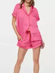 NEW PETER ALEXANDER HOT PINK POLY SATIN TOP + SHORTS PJ SET XL RRP$129 BOXED