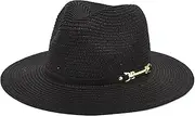 [Generic] Women Panama Hat Straw Beach Hat Wide Brim Sun Cap Western Floppy Hats UV Protection Cowboy Hats