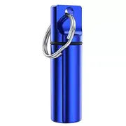 Pocket Pill Box Keychain Aluminum Alloy Pill Organizer Case Container, Blue