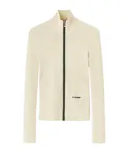 Jil Sander Zip-Up Ribbed-Knit Cardigan DE34 coconut