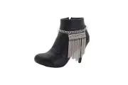 Women Silver Metal Chain Boot Bracelet Shoe Fringe Tassel Tribal Halloween Charm