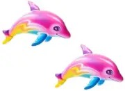 TWO 36" COLORFUL Rainbow Dolphin Inflates Pool Float Luau Beach Birthday Party