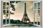 Eiffel Tower Paris 3D Window View Decal WALL STICKER Decor Art Mural Cities H65
