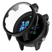 For Garmin Forerunner 955 Full Protection Hard PC Watch Case Cover with Tempered Glass Screen Protector Black