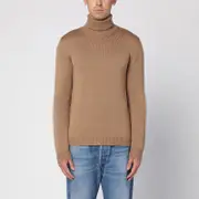 [Roberto Collina] Camel merino wool turtleneck pullover 48 IT Beige