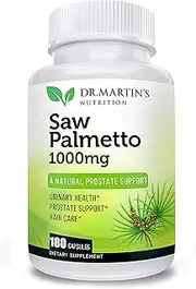 Super Strength Saw Palmetto, 180 Capsules Prostate Health Supplement, Extract & Berry Powder Complex, Support to Help Reduce Frequent Urination & Natural DHT Blocker to Help Prevent Hair Loss