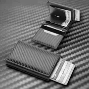 Men's RFID Blocking Slim Leather Wallet Credit Card ID Holder Carbon Fiber Purse