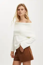 [Cotton On Women] Cotton On Women - Luxe Off Shoulder Pullover - White S WHITE