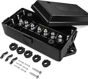 Nilight - 50048R 7 Way Electrical Trailer Junction Box 7 Gang Trailer Wire Connector Junction Box Weatherproof for Rewiring Camper RV Caravans Boat 7 Pole Cable Connection Box