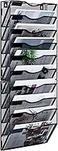 Solinxe Wall File Holder, 10 Pockets Hanging File Folder, Paper Organizer Storage, Document Rack, Mail Holder, Magazine Rack, Wall Organizer for Office, Black