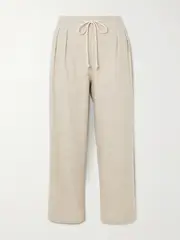 [Maria McManus] Maria McManus - Cosy Pleated Organic Cotton And Wool-blend Straight-leg Pants - Beige - small small Neutrals