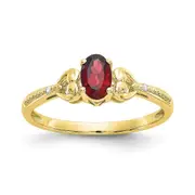 10K Yellow Gold Garnet Diamond Ring