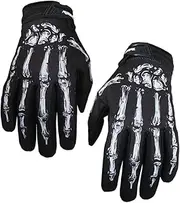 [outret] 1 Pair Halloween Skull Bone Gloves Skull Paw Gloves Skeleton Men and Women White Full Finger