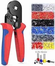 zolyet HSC8 6-4A 0.25-10m㎡ AWG23-7 Ferrule Crimping Tool Kit High Hardn Crimper Plier with 1250pcs Wire Ferrules Crimp Ends Terminal Red