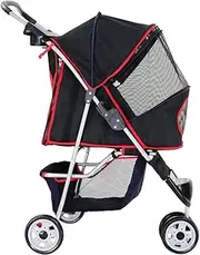 Dog Stroller Carrier Strolling Cart Dog Strollers for Medium Dogs/Cats,Luxury Dog Pram Stroller Pet Stroller (Red B)