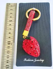 Cute red strawberry keychain. diamond encrusted look, premium feel.