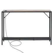 Console Sofa Table W/ Storage Shelf Metal Frame Wood Look Entryway Table Black