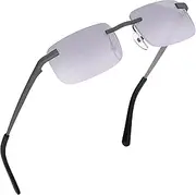 [grinderPUNCH] Small Slim 90's Popular Nineties Rectangular Sunglasses Clear Rimless Eyewear