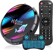 Android TV Box 9.0 4GB RAM 128GB ROM Set Top Box Smart TV Box Amlogic S905W4 1080P Ultra HD 8K HDR AV1 WiFi 2.4G 5.8Ghz BT 4.1 USB 2.0 with Mini Wireless Backlit Keyboard,4gb+64gb