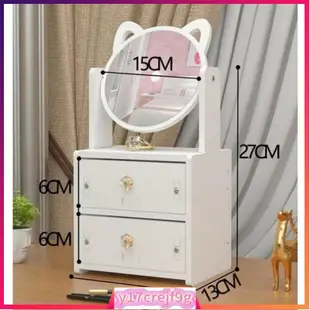 Cat Ears Desk Vanity Mirror with Drawers / Accessories, Make