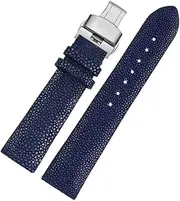 KTKBXUDMUL 20mm 22mm Pearl Fish Skin Strap is Applicable for Huawei for Tissot for Omega for Mido Men's and Women's Devil Watch Accessories Black Buckl(Blue sk bk,20mm)