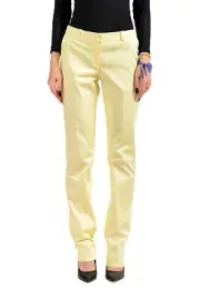 Hugo Boss Women's "Titana6" Yellow Straight Leg Flat Front Pants