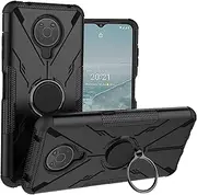 [LiuShan] Compatible with Nokia G10 / G20 Case, 360° Rotation Ring Holder Kickstand Military Grade Shockproof Cover for Nokia G10 / G20 Smartphone (Black)