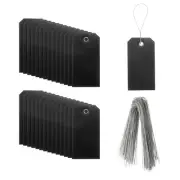100Pcs Marking Tags with String, 4.7" x 2.4" Waterproof Hang Tags Black