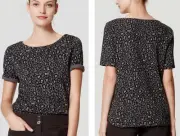 NWT Ann Taylor LOFT Women’s Size XXS Gray Black Leopard Print Jacquard Top