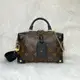 [二手] Louis Vuitton M45571原花拼黑皮革軟箱盒子斜背包Petite Malle Souple