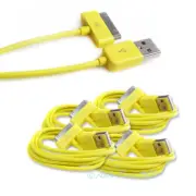 4PCS 6FT USB SYNC DATA POWER CHARGER CABLES IPAD IPHONE IPOD CLASSIC NANO YELLOW