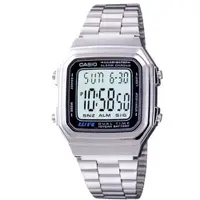 在飛比找樂天市場購物網優惠-送禮首選★【CASIO】復古銀方形經典電子錶(A-178WA