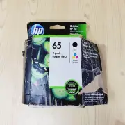 GENUINE OEM HP 65 Combo Ink Black Tri-Color Exp 2021 DAMAGED PACKAGING