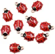 10Pcs Cute Ladybird Enamel Charm Pendant DIY Earrings Bracelet Necklace Craft Making Bag Phone Decoration Pendant