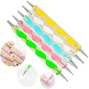 Sungpunet 5pcs Multicolor Gem Crystal Rhinestones Picker Pen Nail Art Craft Tool 2 Way Dotting Pen Tool Nail Art Tip Dot Paint Manicure Kit