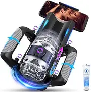 Sex Toy for Men Masturbators - Sex Toys Hands Free Pocket Pussy with 12cm Thrusting Distance, Male Sex Toys Penis Pump Male Stroker Masturbator with Phone Stand & Foldable Handle, Blowjob Machine