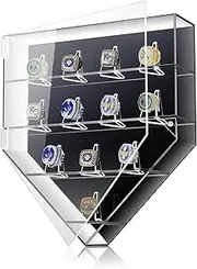 Remuuly Championship Ring Display Case 12 Ring Posts Baseball Ring Holder Football Basketball Softball Ring Display Box with Clear Magnetic Acrylic Door Wall Mount Sports Award Trophy Case, Black