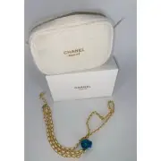 2024 Chanel Lim Ed. Beauty White Tweed Makeup Clutch with Leather Strap With Box