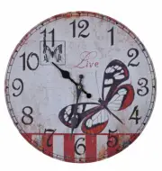 Wall Clock Butterfly Round Hanging Salonuhr Kitchen Timer Deco Vintage