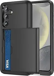 [Areaphmet] for Galaxy S24 Plus Case with Credit Card Holder, Wallet Case Slide Cover Dual Layer Hard PC Rubber Cover Phone Case for Samsung Galaxy S24 Plus 5G 6.6'' 2024 Black